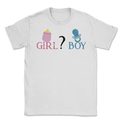Funny Girl Boy Baby Gender Reveal Announcement Party product Unisex - White