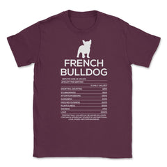 Funny French Bulldog Nutrition Facts Humor Frenchie Lover product - Maroon