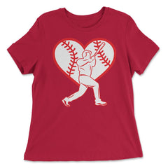 Baseball Heart Batter Baseball Lover Fan Coach Player product - Women's Relaxed Tee - Red
