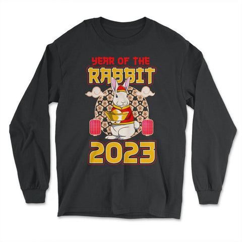 Chinese Year of Rabbit 2023 Chinese Aesthetic product - Long Sleeve T-Shirt - Black