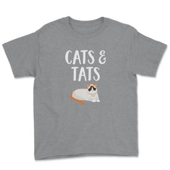 Funny Cats And Tats Tattooed Cat Lover Pet Owner Humor product Youth - Grey Heather