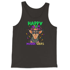 Happy Mardi Gras Funny Chihuahua Dog with Jester Hat & Beads print - Tank Top - Black