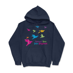Unleash Your Inner Origamist Colorful Origami Flying Birds product - Hoodie - Navy