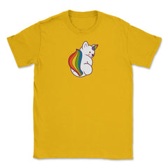 Rainbow Pride Flag Fantasy Creature Gay product Unisex T-Shirt - Gold