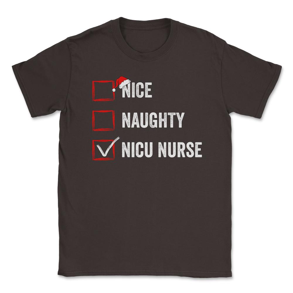 Nice Naughty NICU Nurse Funny Christmas List for Santa Claus design - Brown