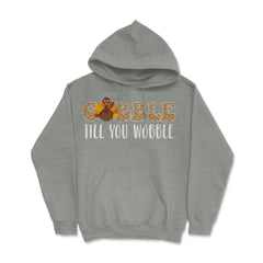 Gobble Till You Wobble Funny Retro Vintage Text with Turkey design - Grey Heather