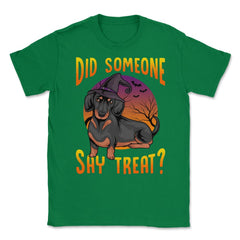 Did Someone Say Treat? Dachshund Dog Halloween Costume graphic Unisex - Green
