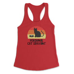 Funny Retro Vintage Cat Owner Humor Personal Cat Servant graphic - Red