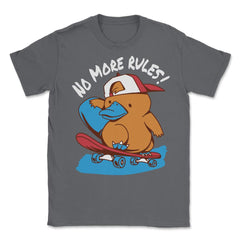 No more Rules! Hilarious Kawaii Platypus Skateboarding design Unisex - Smoke Grey