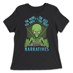 Conspiracy Theory Alien the Mainstream Narratives print - Women's Relaxed Tee - Black