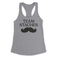 Funny Gender Reveal Announcement Team Staches Baby Boy graphic - Heather Grey