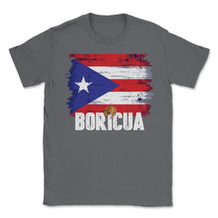 Puerto Rico Flag Boricua Theme Coqui Grunge Gift print Unisex T-Shirt - Smoke Grey