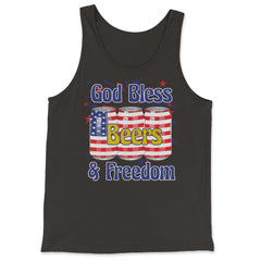 God Bless Beer & Freedom Funny 4th of July Patriotic graphic - Tank Top - Black