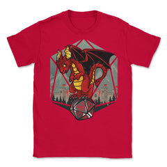 Dragon Sitting On A Dice Mythical Creature For Fantasy Fans design - Red