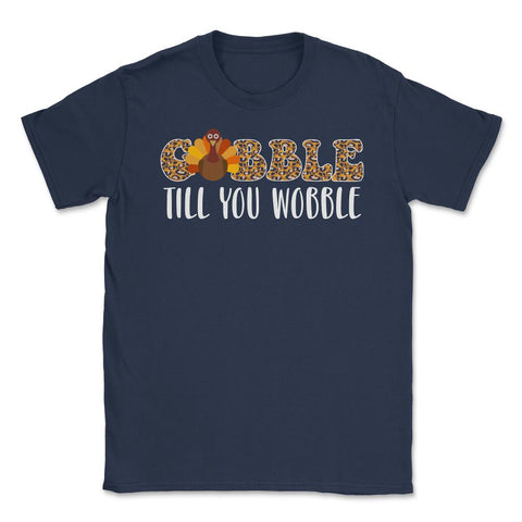 Gobble Till You Wobble Funny Retro Vintage Text with Turkey design - Navy