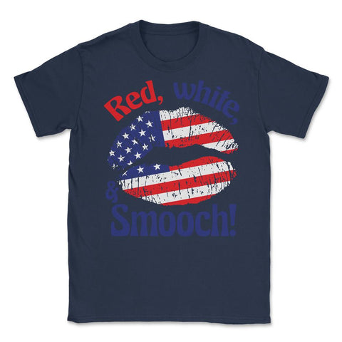 4th of July Red, white, and Smooch! Funny Patriotic Lips graphic - Navy