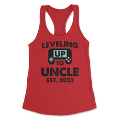 Funny Leveling Up To Uncle Gamer Vintage Retro Gaming graphic Women's - Red