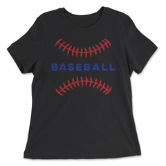 Baseball Lover Sporty Baseball Red Stitches Players Coach product - Women's Relaxed Tee - Black