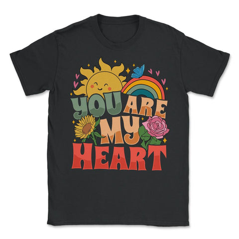 You are My Heart Valentine's Retro Vintage Motivational print - Unisex T-Shirt - Black