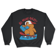 No more Rules! Hilarious Kawaii Platypus Skateboarding product - Unisex Sweatshirt - Black