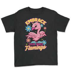Flamingo Embrace Your Inner Flamingo Spirit Animal graphic - Youth Tee - Black