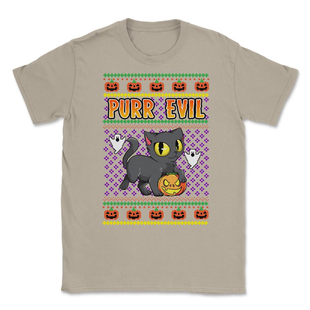 Purr Evil Ugly print Style Halloween Design Pun Gift graphic Unisex - Cream