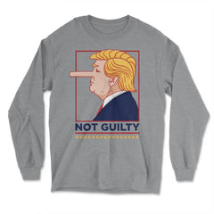 “Not Guilty” Funny anti-Trump Political Humor anti-Trump design - Long Sleeve T-Shirt - Grey Heather