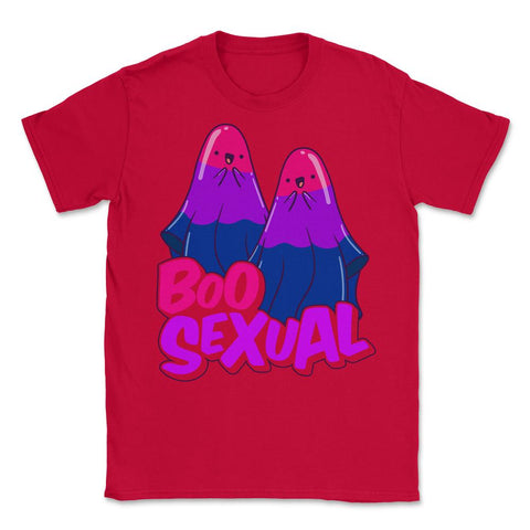 Boo Sexual Bisexual Ghost Pair Pun for Halloween print Unisex T-Shirt - Red
