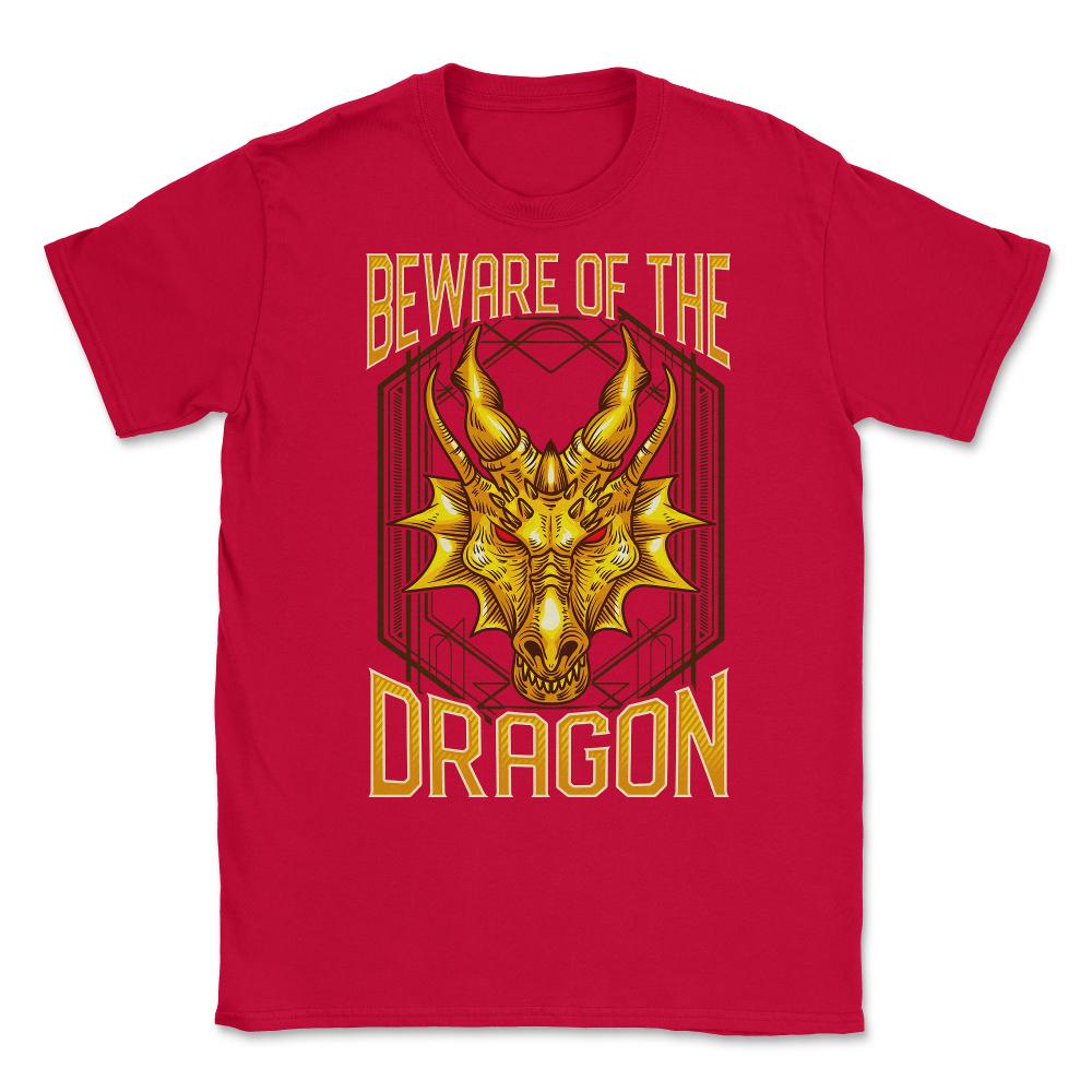 Beware of The Dragon Fantasy Art product Unisex T-Shirt - Red