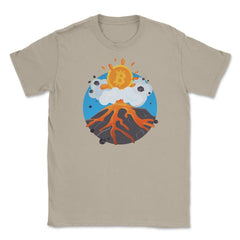 Funny Bitcoin Symbol flying out of a Volcano for Crypto Fans design - Cream