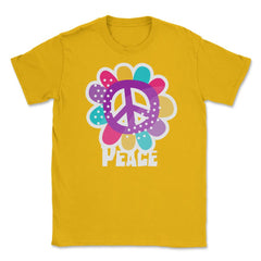 Peace Sign Flower Colorful Peace Day Design design Unisex T-Shirt - Gold