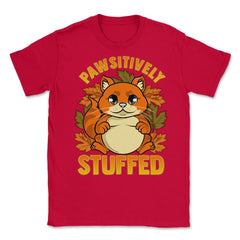 Pawsitively Stuff Cute Thanksgiving Cat Funny Design Gift design - Red