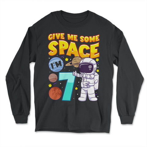 Science Birthday Astronaut & Planets Science 7th Birthday product - Long Sleeve T-Shirt - Black