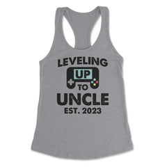 Funny Leveling Up To Uncle Gamer Vintage Retro Gaming graphic Women's - Heather Grey