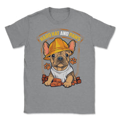 French Bulldog Construction Worker Hard Hat & Paws Frenchie graphic - Grey Heather