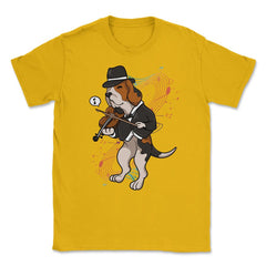 Funny Beagle Playing Violin Hilarious Violinist Beagle Dog graphic - Gold