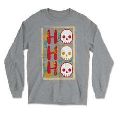 Christmas Skulls Icon Holiday Skulls Ho Ho Ho product - Long Sleeve T-Shirt - Grey Heather