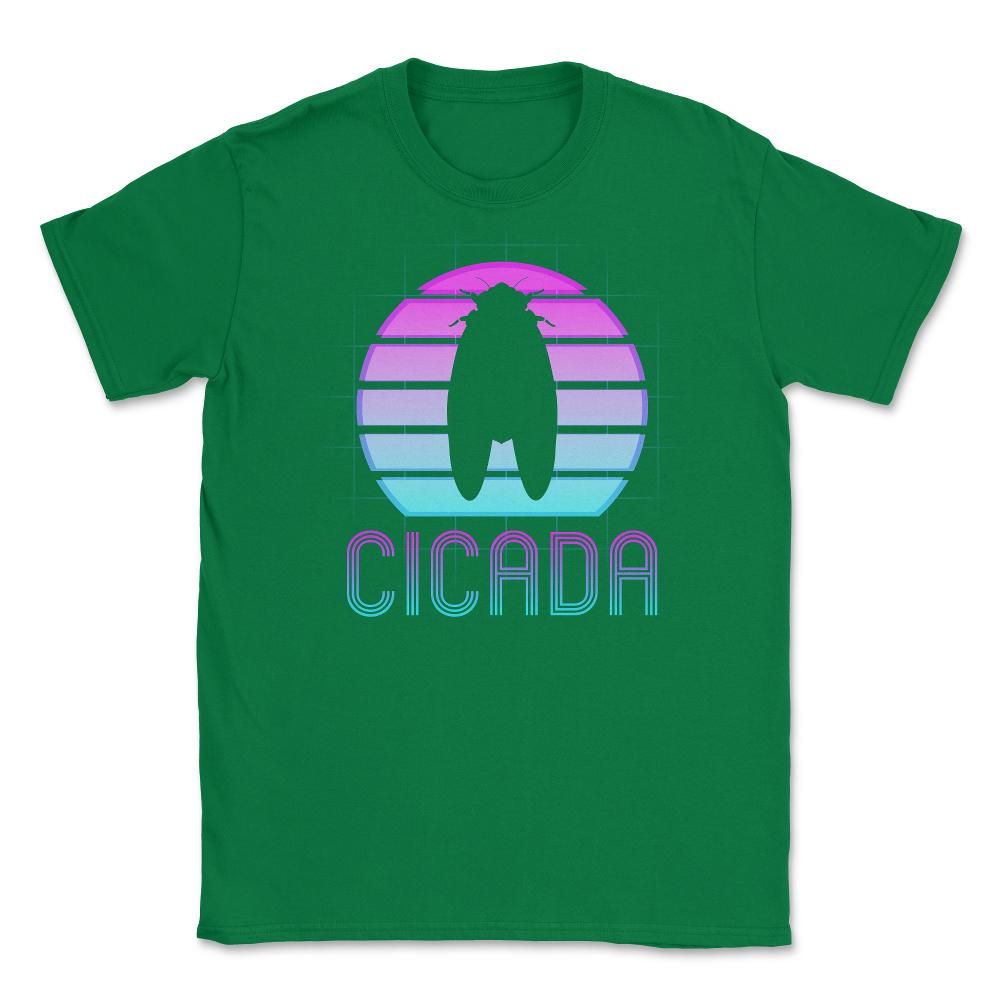 Retro Vintage Vaporwave Cicada Minimalist design Unisex T-Shirt - Green
