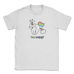 Caticorn I am naughty! Novelty Gift design graphics Tee Unisex T-Shirt - White