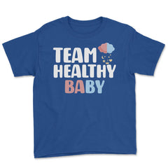Funny Team Healthy Baby Boy Girl Gender Reveal Announcement design - Royal Blue