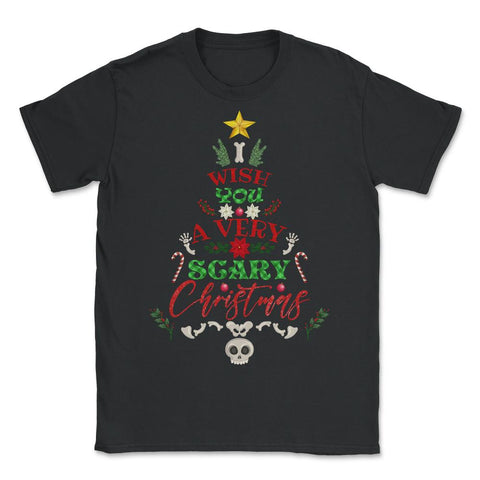 I Wish You a Very Scary Christmas Funny Kawaii Xmas Tree product - Unisex T-Shirt - Black