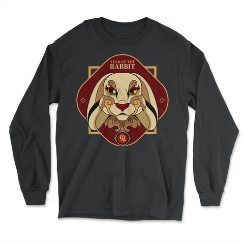 Chinese Year of Rabbit 2023 Chinese Aesthetic graphic - Long Sleeve T-Shirt - Black