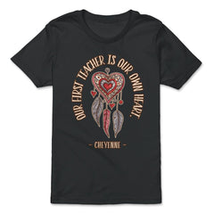 Peacock Feathers Dreamcatcher Heart Native Americans print - Premium Youth Tee - Black