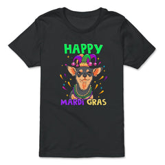 Happy Mardi Gras Funny Chihuahua Dog with Jester Hat & Beads print - Premium Youth Tee - Black
