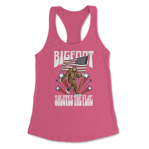 Patriotic Bigfoot Salutes the Flag 4th of July design Women's - Hot Pink