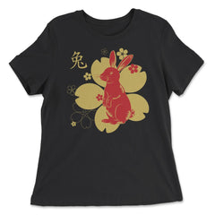 Chinese New Year of the Rabbit 2023 Symbol & Flowers product - Women's Relaxed Tee - Black