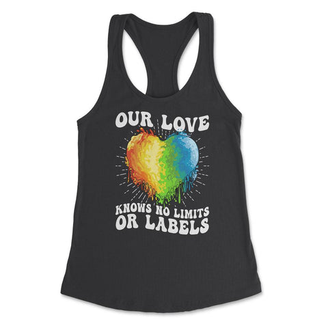 Our Love Knows No Limits or Labels LGBT Parents Rainbow print Women's - Black