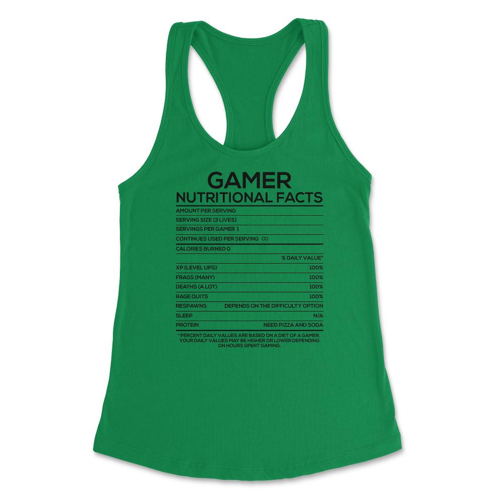 Funny Gamer Nutritional Facts Video Gaming Humor Gamers graphic - Kelly Green