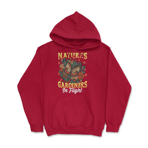 Pollinator Butterfly & Flowers Cottage core Aesthetic design Hoodie - Red