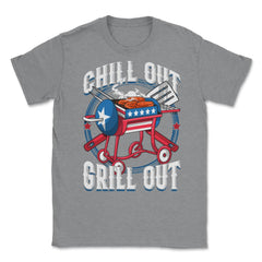Chill Out Grill Out 4th of July BBQ Independence Day graphic Unisex - Grey Heather